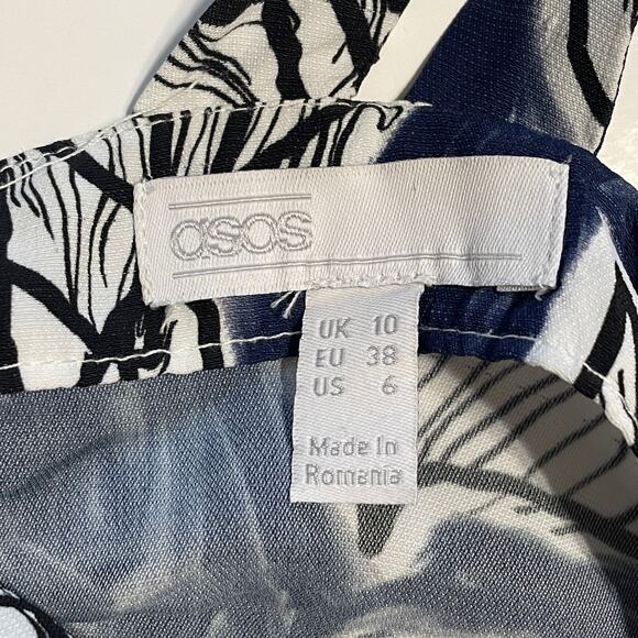 ASOS Mixed Floral Print Dress Womens Size 6 Navy & Pink Patchwork Boho Midi - Picture 6 of 9